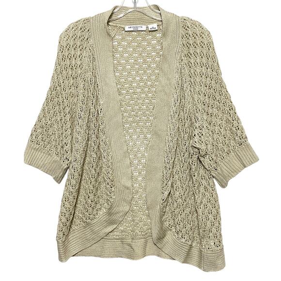 Liz Claiborne Cardigan Open Front Crochet Plus 1X Acrylic Boho Cottagecore NWT - Picture 1 of 7